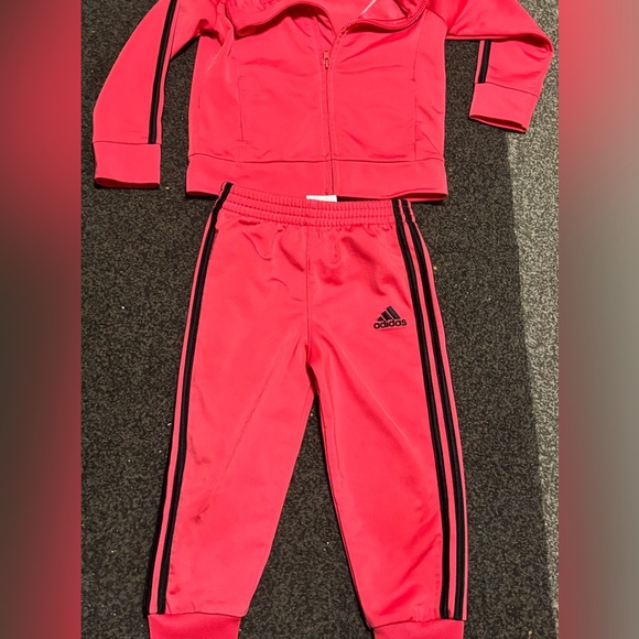 Other - Adidas kids Size 24M Pink 3 Stripe Pull On Elastic Waist Crop Track Pants